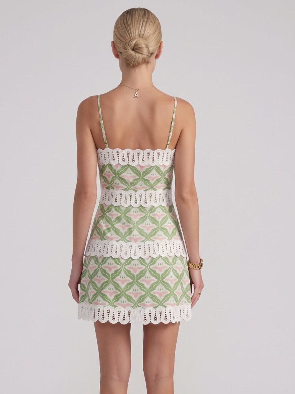 Women's Green Floral Corset Mini Dress Spaghetti Strap Lace Trim Y2K Summer - Picture 2 of 3